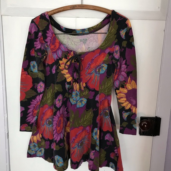 Betsey Johnson Punk Face Floral Babydoll - Picture 1 of 2